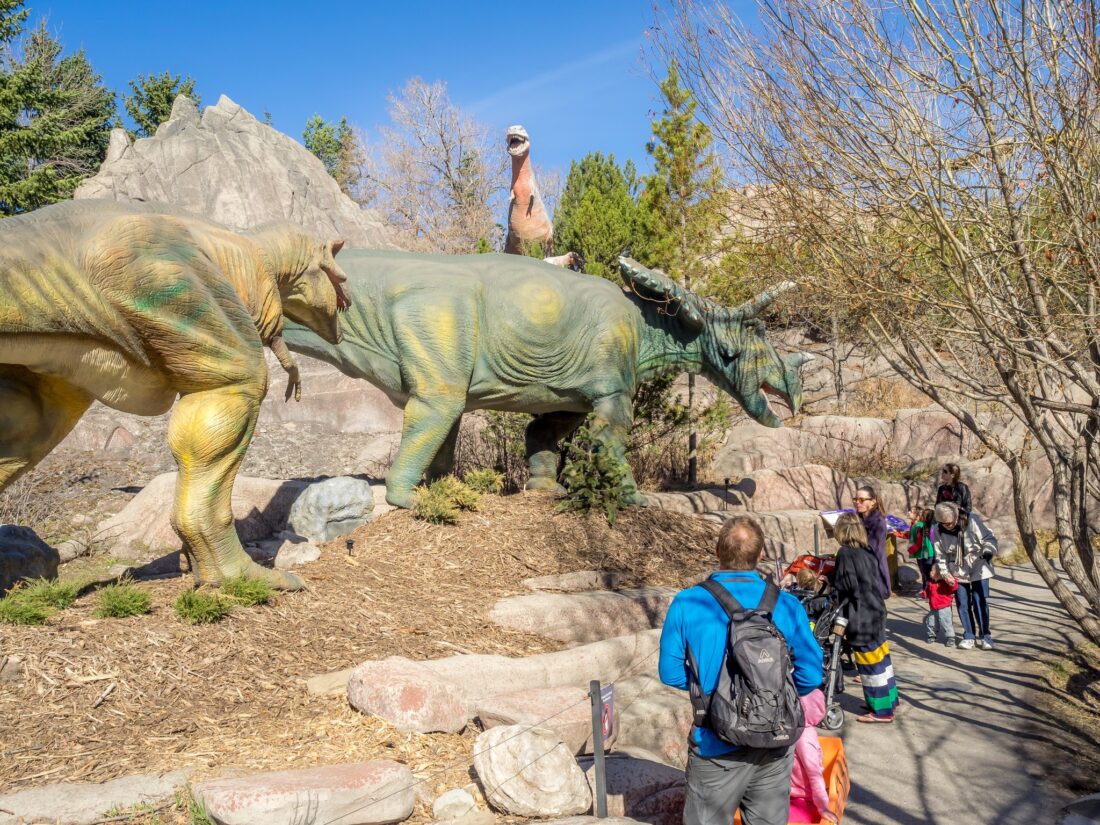 Fake dinosaurs at the Calgary Zoo in Alberta Canada