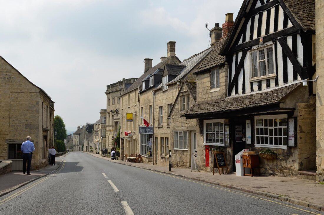 the village road in painswick